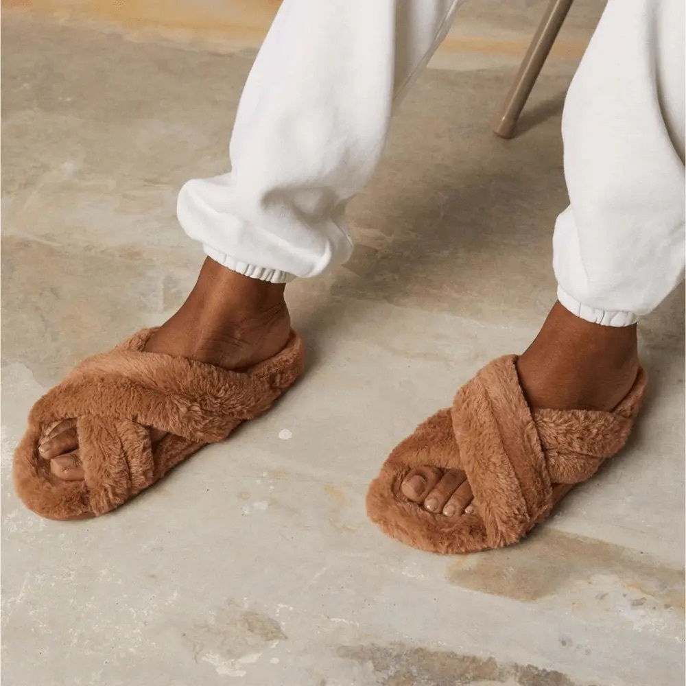 Anine bing faux fur slides